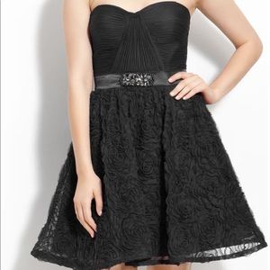 Adrianna Papell Black Strapless Tulle Dress